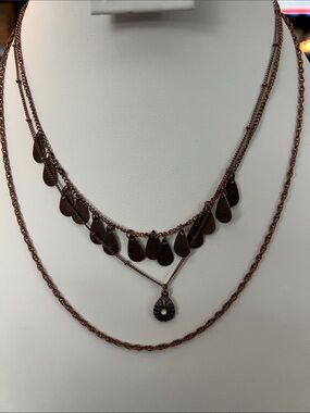 Paparazzi Layered Copper Tone Teardrop Charm Necklace